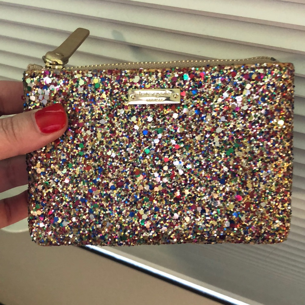 Kate Spade glittery small wallet/key chain pouch